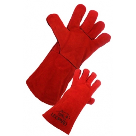 Gants en cuir rouge avec doublure, taille 10.