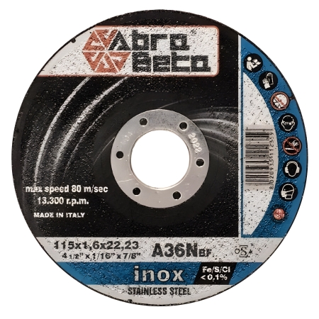 Disques de coupe pour acier inoxydable 115mm Abra Beta A36N Silver