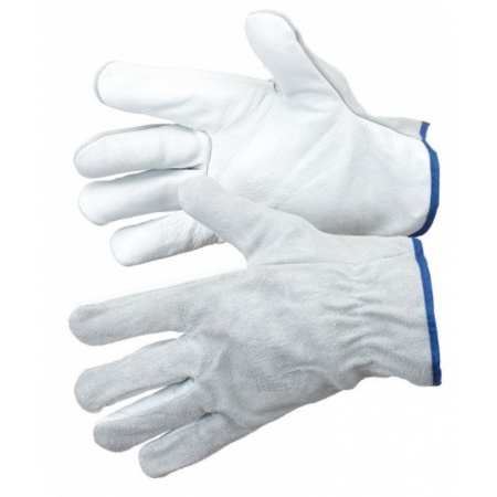 Gants en cuir fleur, dos en cro&ucirc;te, bord&eacute;s.
