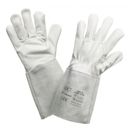 Gants TIG en cuir fleur simple avec manchette en cro&ucirc;te de cuir.