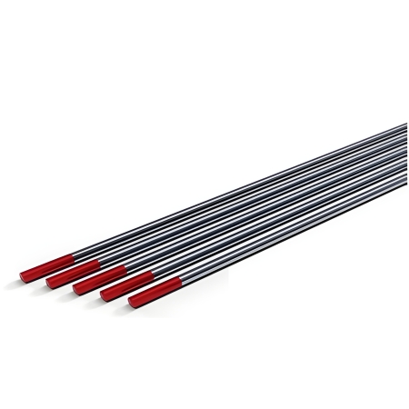 10 &Eacute;lectrodes Thori&eacute;es en Tungst&egrave;ne Rouge pour Soudure TIG Acier-Inox longueur 175 mm